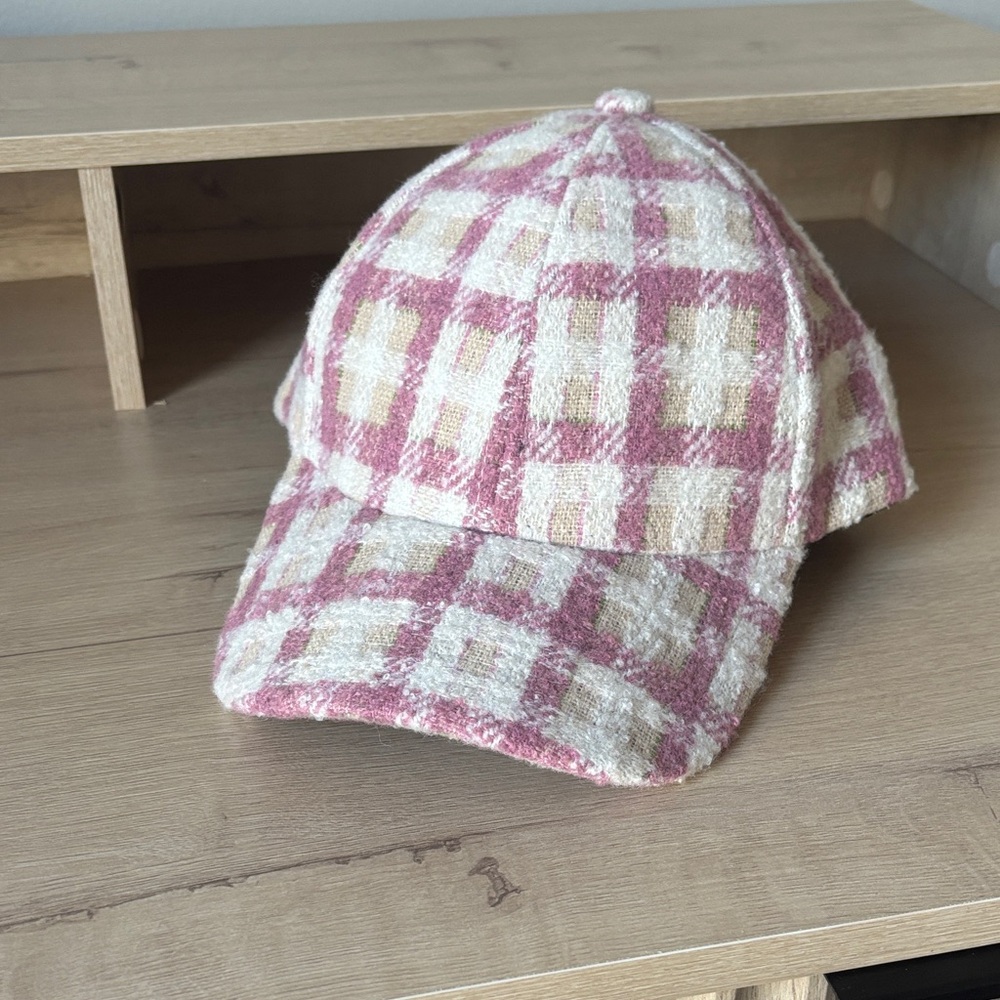 Wyeth by Todd Magill Pink and Cream Checkered Cap Hat - Picture 2 of 8